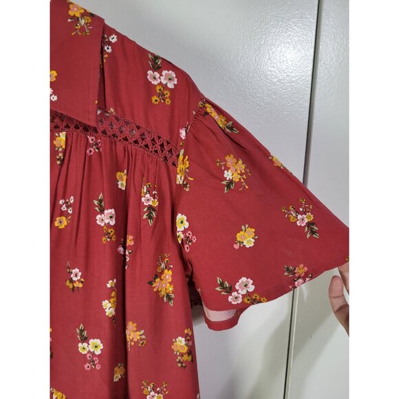 HARLOW & ROSE Tiered Floral Flowy Dress Women's SZ LG Country Prairie - Picture 3 of 9